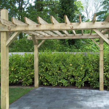 Landscaping Limavady - riverstone paving with pergola paved path shed base.